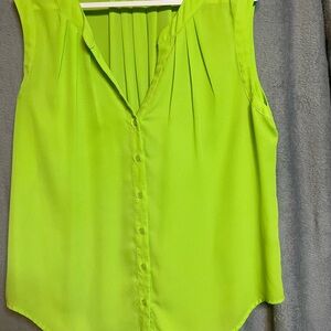 Joan Vass Vibrant Green Button-Down Blouse